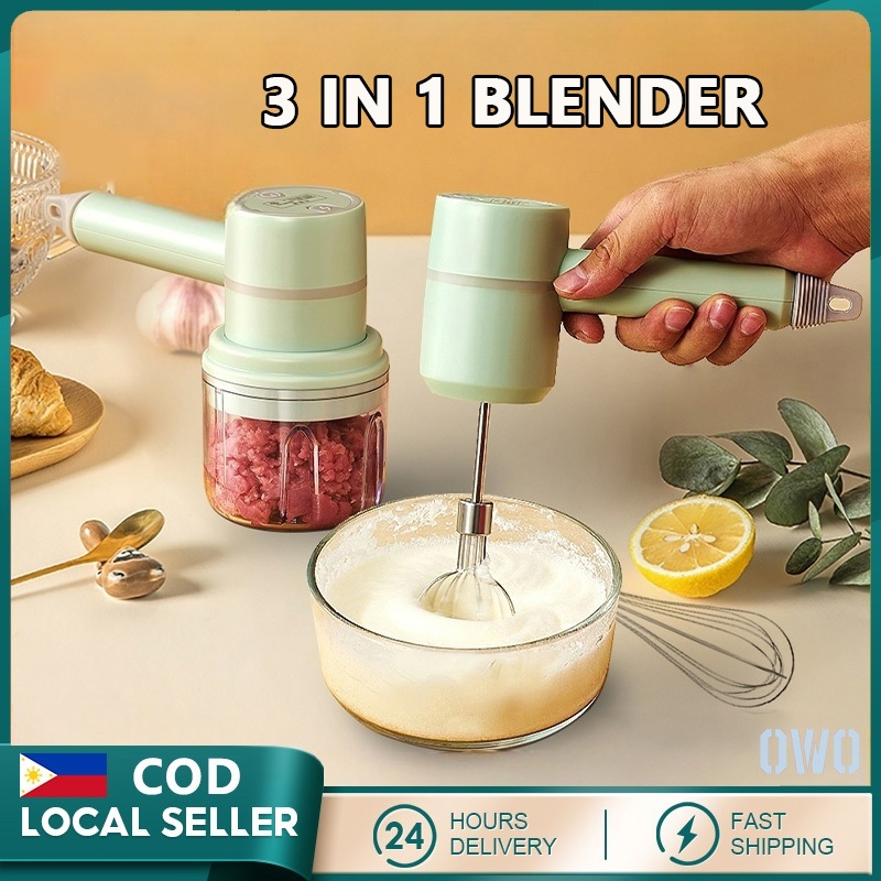 3 IN 1 Electric Hand Mixer for Baking Meat Grinder Egg Beater USB