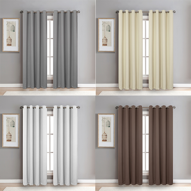 Blackout High Quality Bedroom Curtains Have 8 Ring Solid Color Curtains
