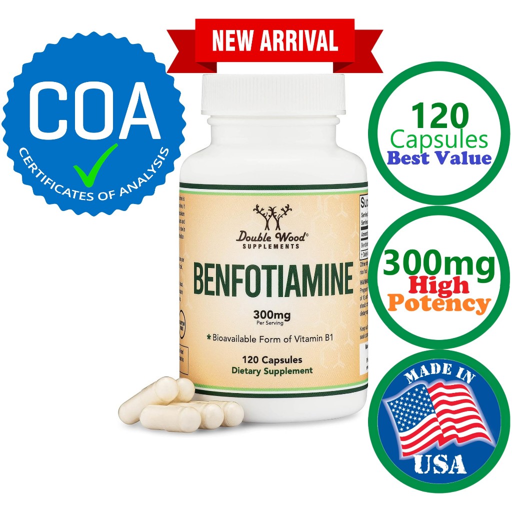 Benfotiamine 600mg Per Serving, 180 Veggie Capsules (300mg Per Cap