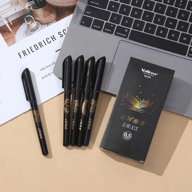 (12pcs)YOUMEI G-8013 Gel pen Set Ballpen 0.5mm Black ink Ball pen ...