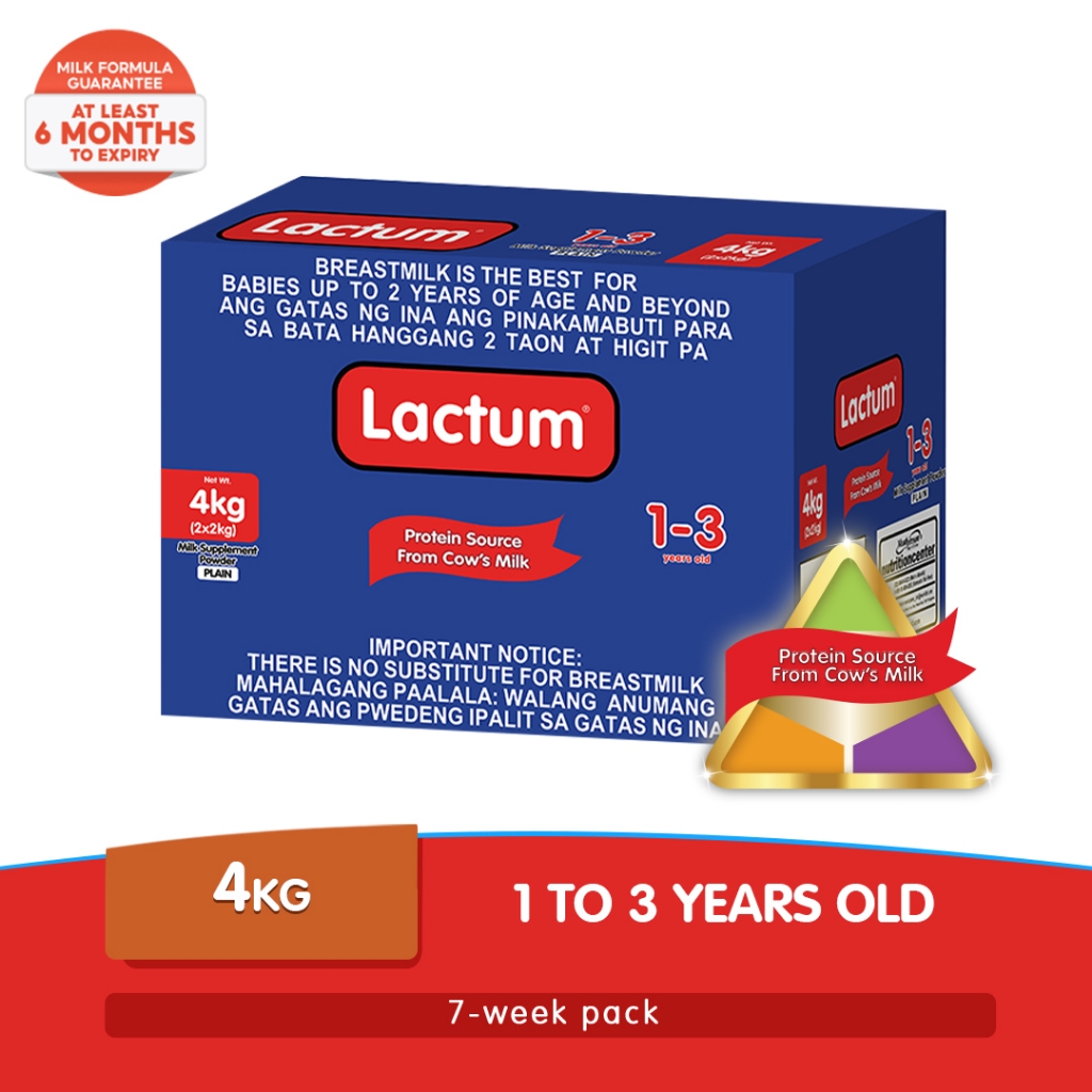 ONLINE EXCLUSVE Lactum For 1 3 Years Old Plain Milk Supplement Powder 4kg Shopee Philippines