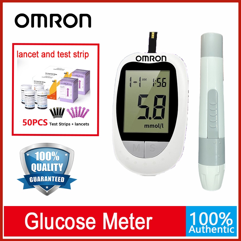 Omron Blood Glucose Meter blood Sugar Test Kit Complet Set Includes