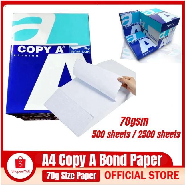 A4 size 70gsm bond paper and xerox paper 500 sheets/ 2,500 sheet Copy A ...