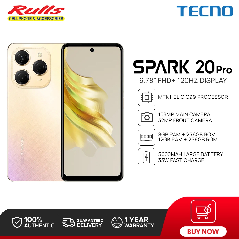 Tecno Spark 20 Pro Smartphone 8gb256gb 12gb256gb Mtk G99 108mp Main Camera 678 1753