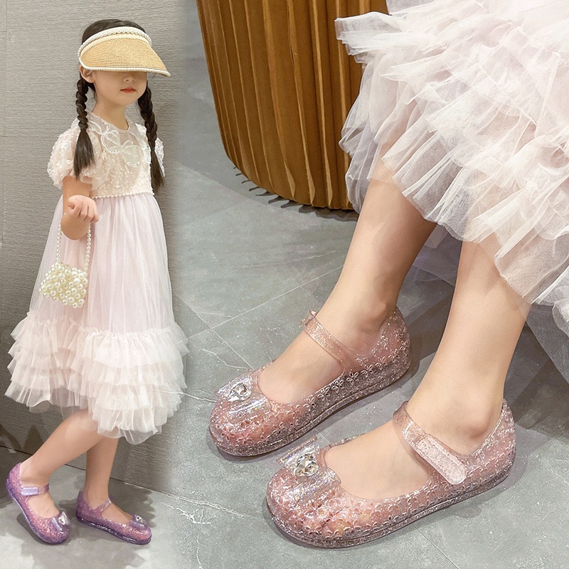 Children's Fashionable Embroidery Bow Princess Shoes Korean Style Fashion Sequins Baby Shoes