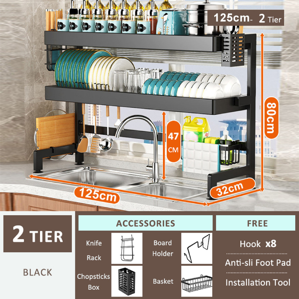 Metallic Dish Cabinet Rack Dish rack kitchen organizer Dish Drainer ...