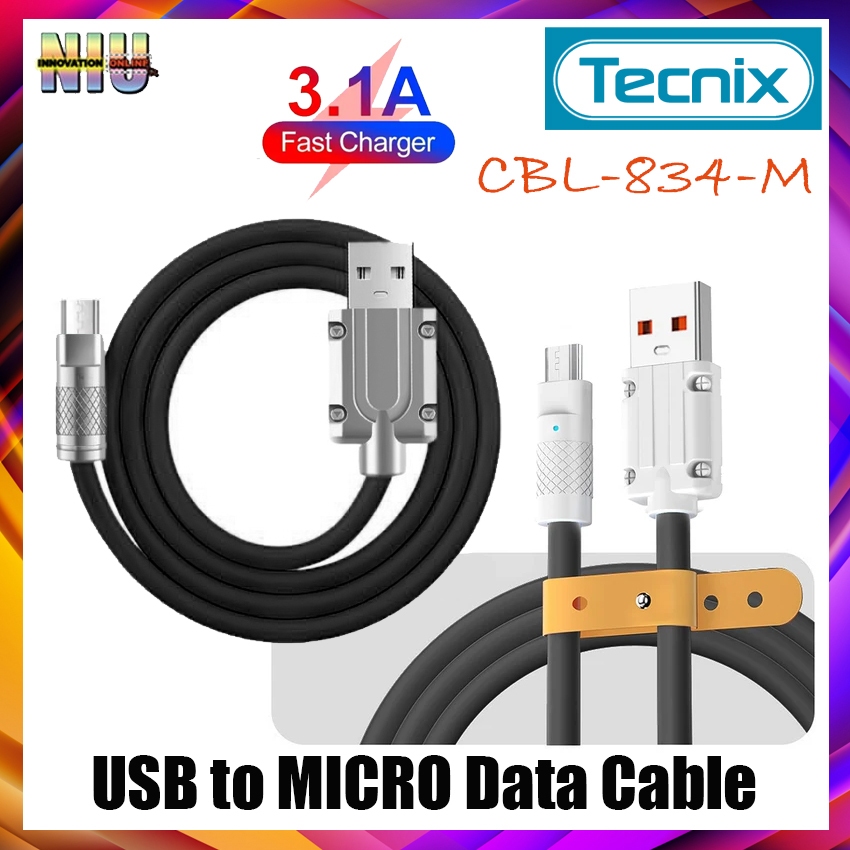 Tecnix Cbl M Usb To Micro Data Cable Liquid Silicone Cable Metal Charger Black Shopee