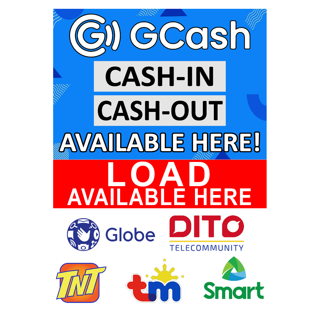 Gcash & Load Laminated Signboard A4 Size | Shopee Philippines