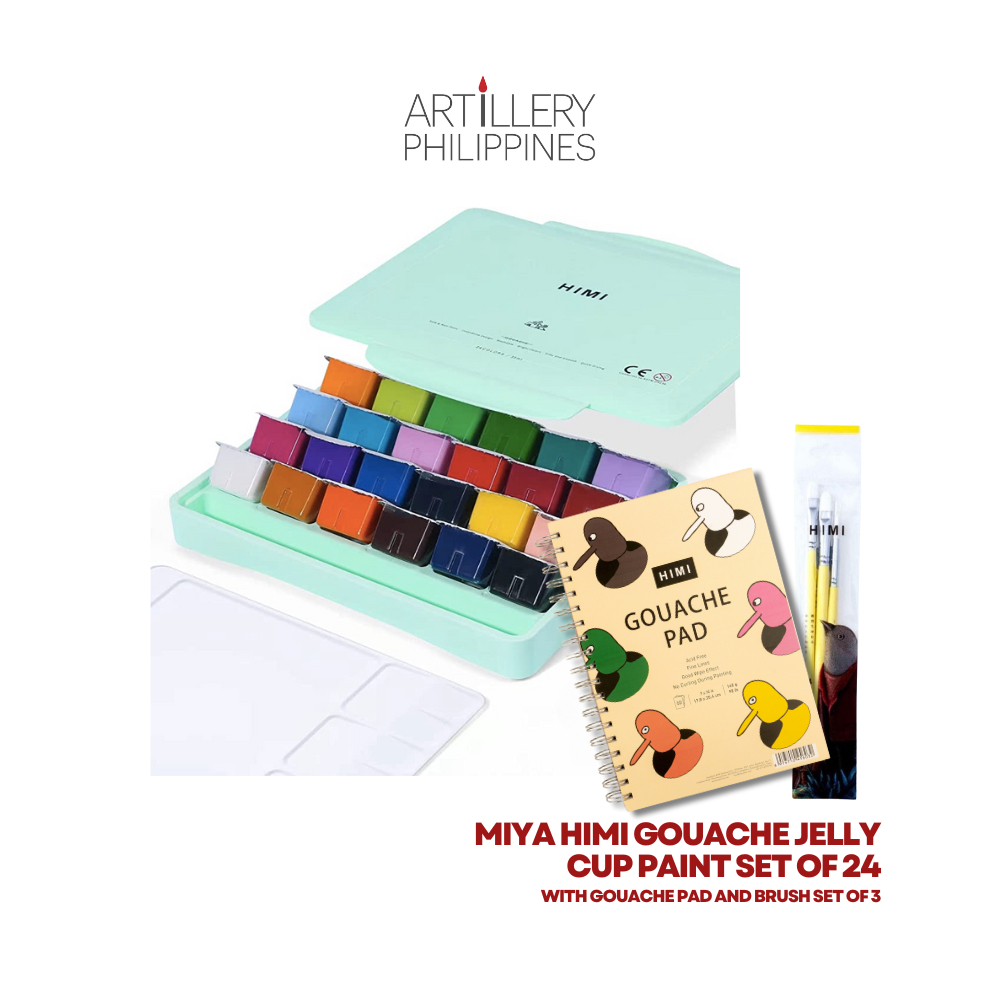 MIYA Himi Gouache Jelly Cup Paint Set Of 24 With Brushes + Gouache Pad