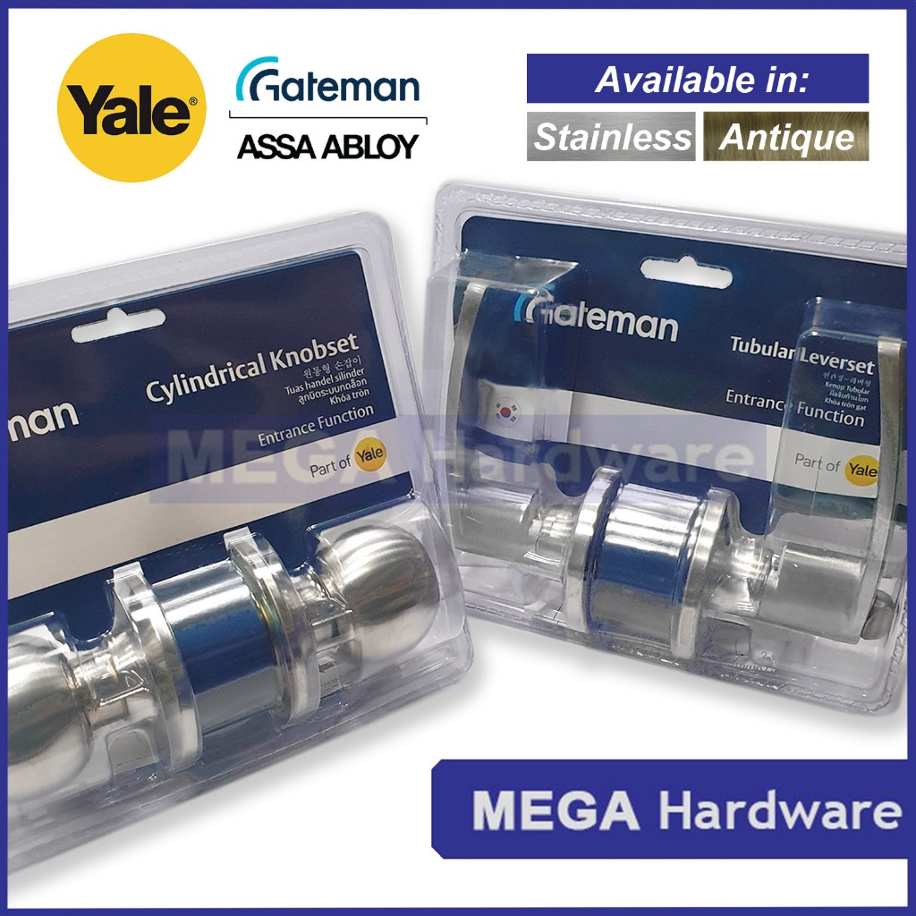Yale Gateman Lockset Door Knob or Lever Type (TWIST or PUSH) Tubular or