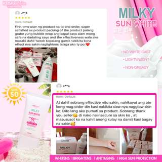 MILKY SUN WHITE Premium Sunscreen SPF50 PA+++ UVA / UVB Whitens ...