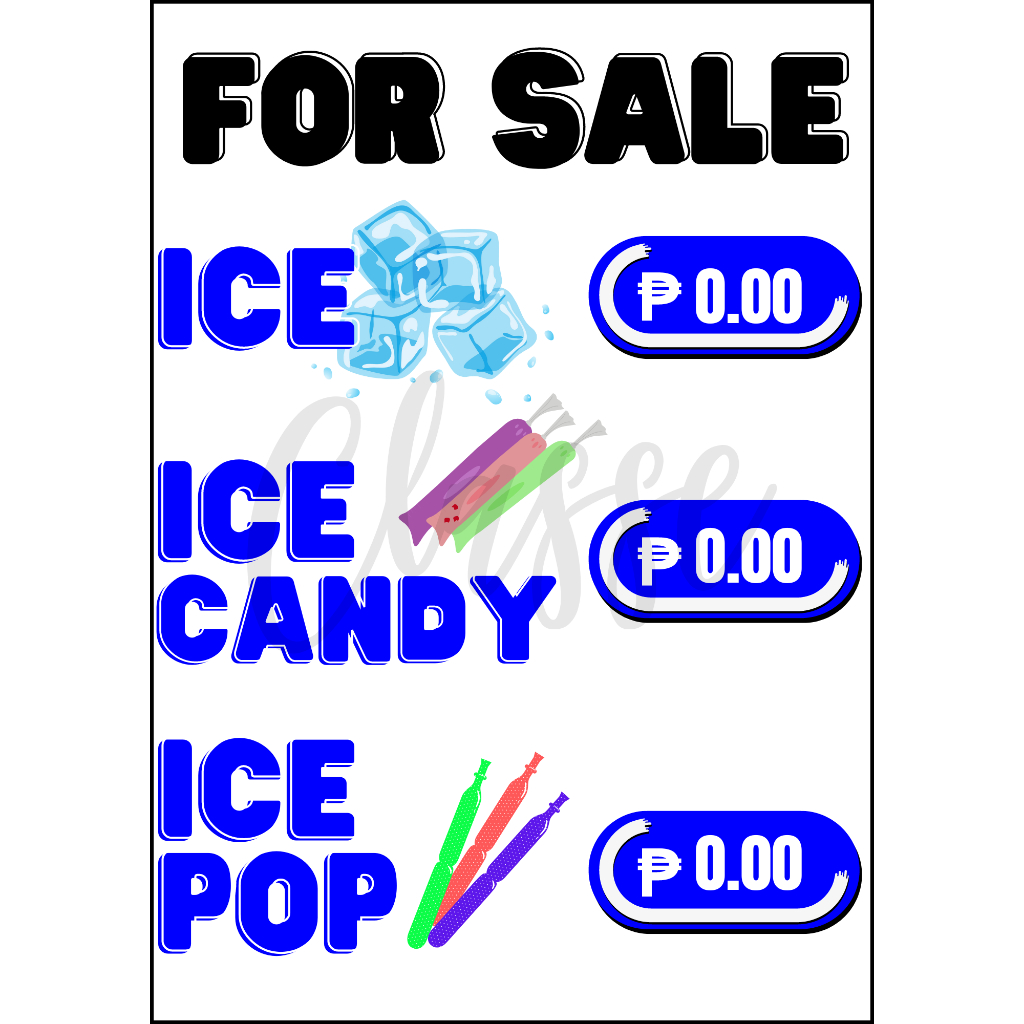 ICE POP/ICE CANDY/ICE CREAM/HALO HALO FOR SALE LAMINATED TINDAHAN ...