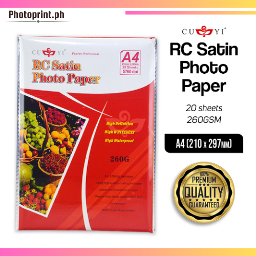 CUYI RC Rough Satin Photo Paper 260Gsm A4 Size 20 Sheets Pack