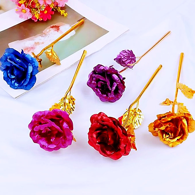 Artificial rose 24K gold plated golden rose flowers annibersary ...
