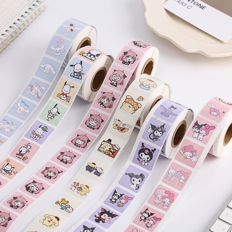 500pcs/roll Sanrios Cute kuromi cinnaroroll DIY paper Sticker sealing ...