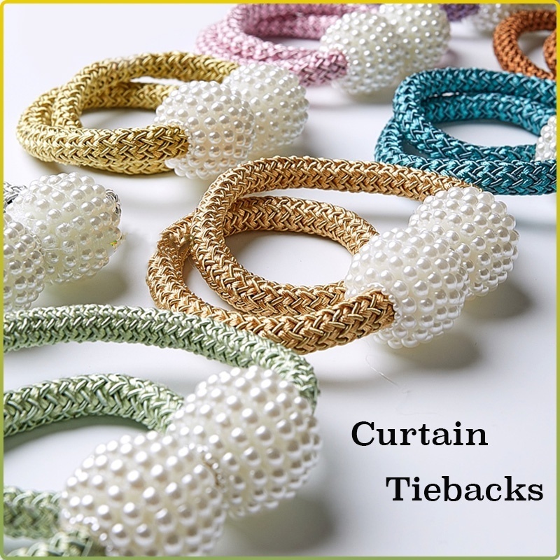 Curtain Pearl Ball Curtain Tiebacks Clips Decorative Rope Holdbacks ...