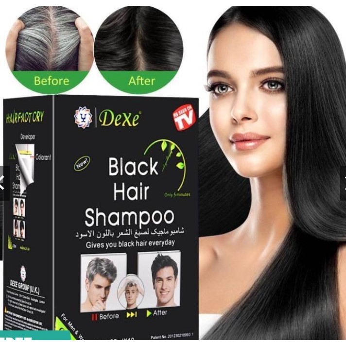 Lucky- Dexe Black Hair Shampoo For Men & Women 25ml(10PCS) | Shopee ...