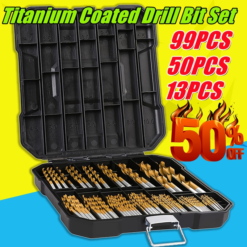 99Pcs HSS Twist Dill Bit Set Anti-ust Wea Potection Ound