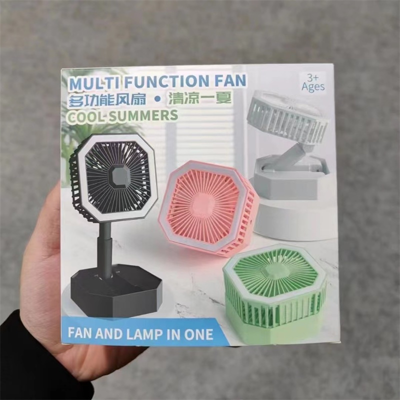 Desk Fan Chargeable Electric Fan Rechargeable Fan with Light Foldable ...