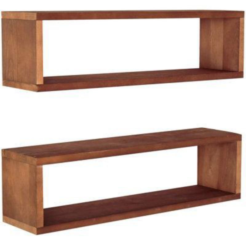 Rustic Wood Finish Wood Wall Mounted Floating Shelf, Rectangular ...