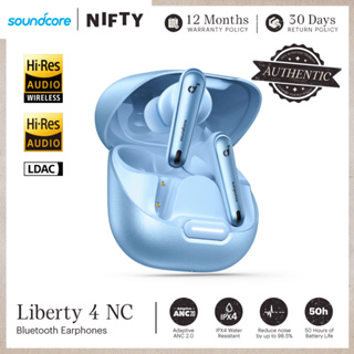 Soundcore Liberty 4 NC Blue, Bluetooth Earphones, LDAC, 50 hour Playtime,  Fast Charging