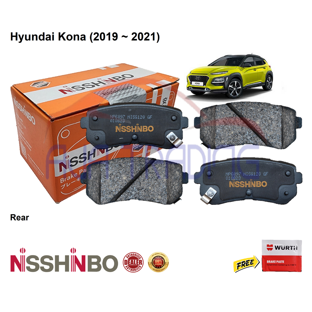 Genuine Nisshinbo Rear Brake Pads with SHIMS for Hyundai Kona (2019 ...