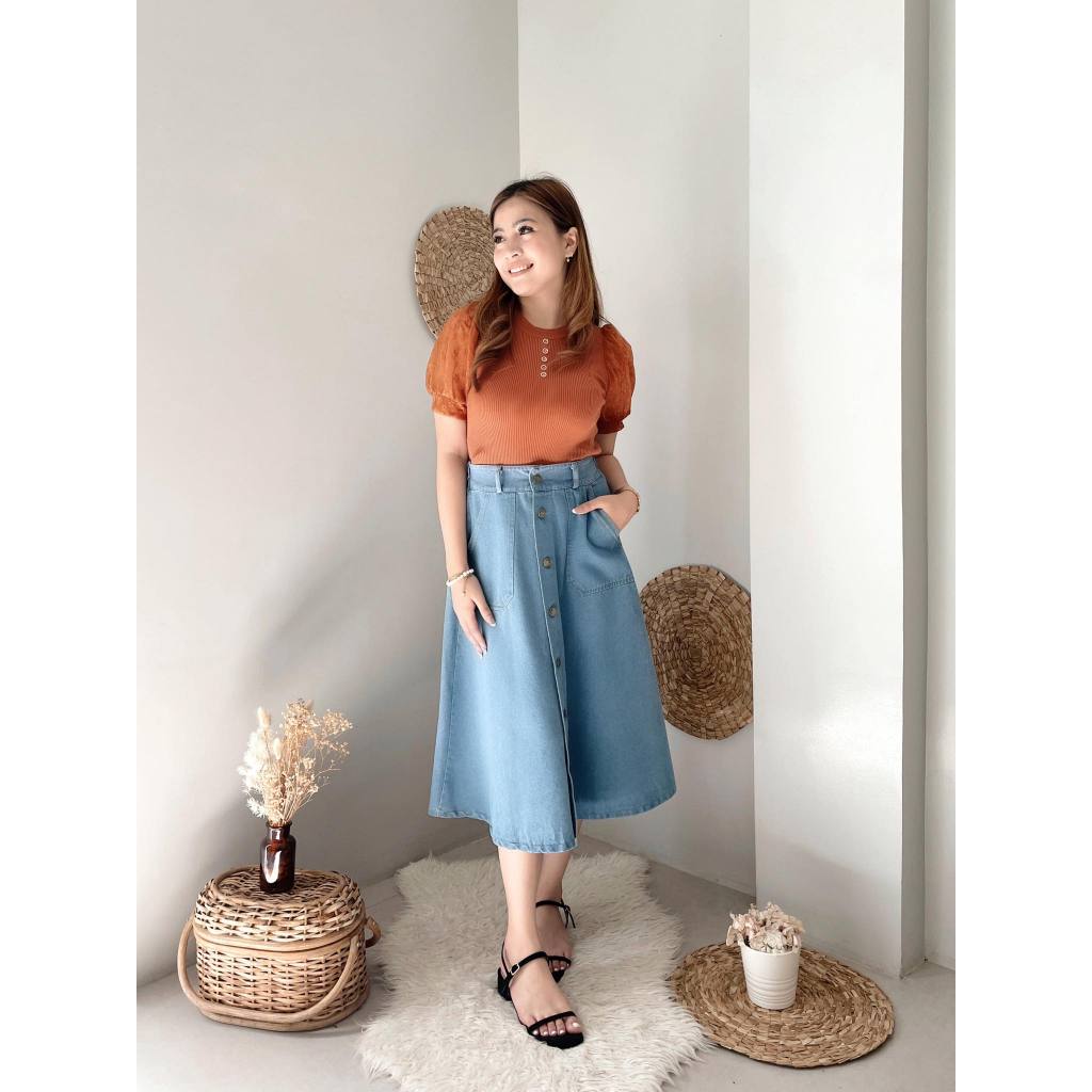 Teri Denim Skirt| freesize | Shopee Philippines
