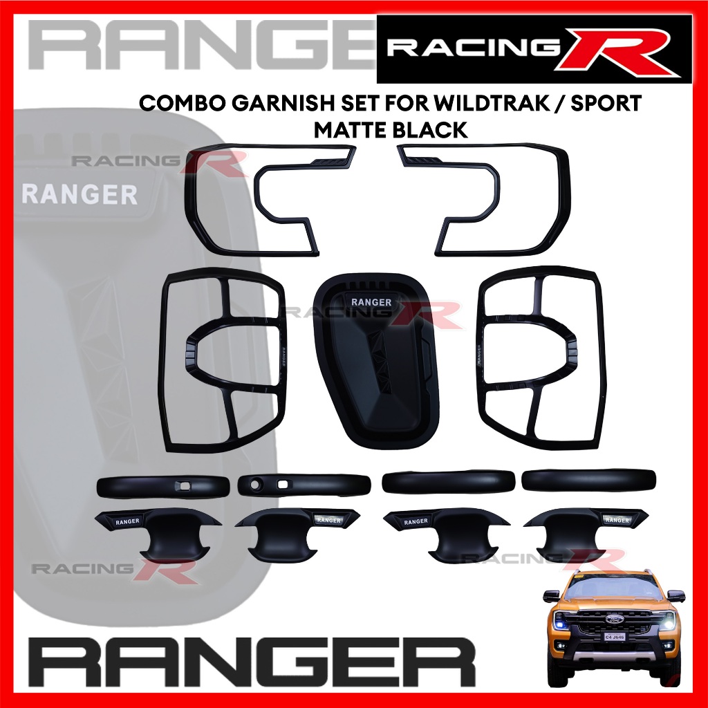Ford Next-Gen Ranger 2023 to 2024 Garnish Combo Set Cover Matte Black ...