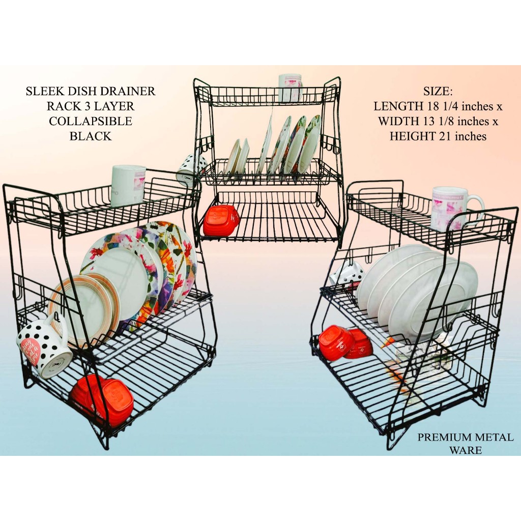 MetalCreation Dish Rack Drainer 3L Collapsible Plate Organizer Sink ...