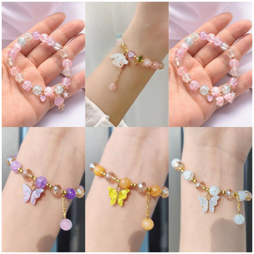Lovely Crystal Beads Daisy Charm Fortune Bracelet for Women Girls Wrist  Chain Bangle Jewelry TD