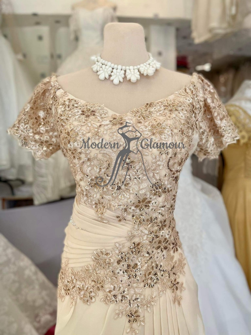 Lace and stone Design for mother of the Bride Groom Ninang Gown Principal Sponsor Formal Event Gown