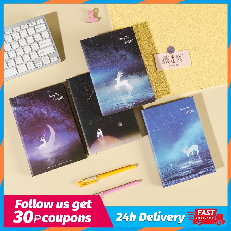 Night Luminous Notepad A5 Notebook Elk Starry Sky Color Page Diary Book ...