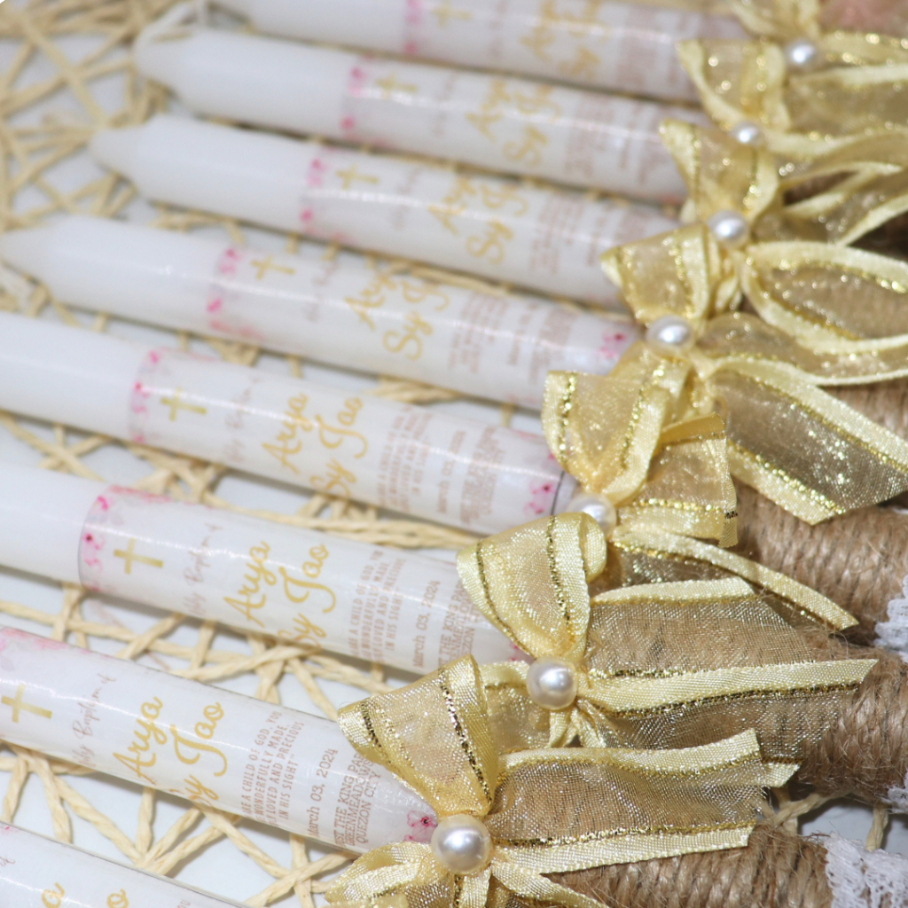 Personalized Candles abaca twine and lace design set with Big Candle ...