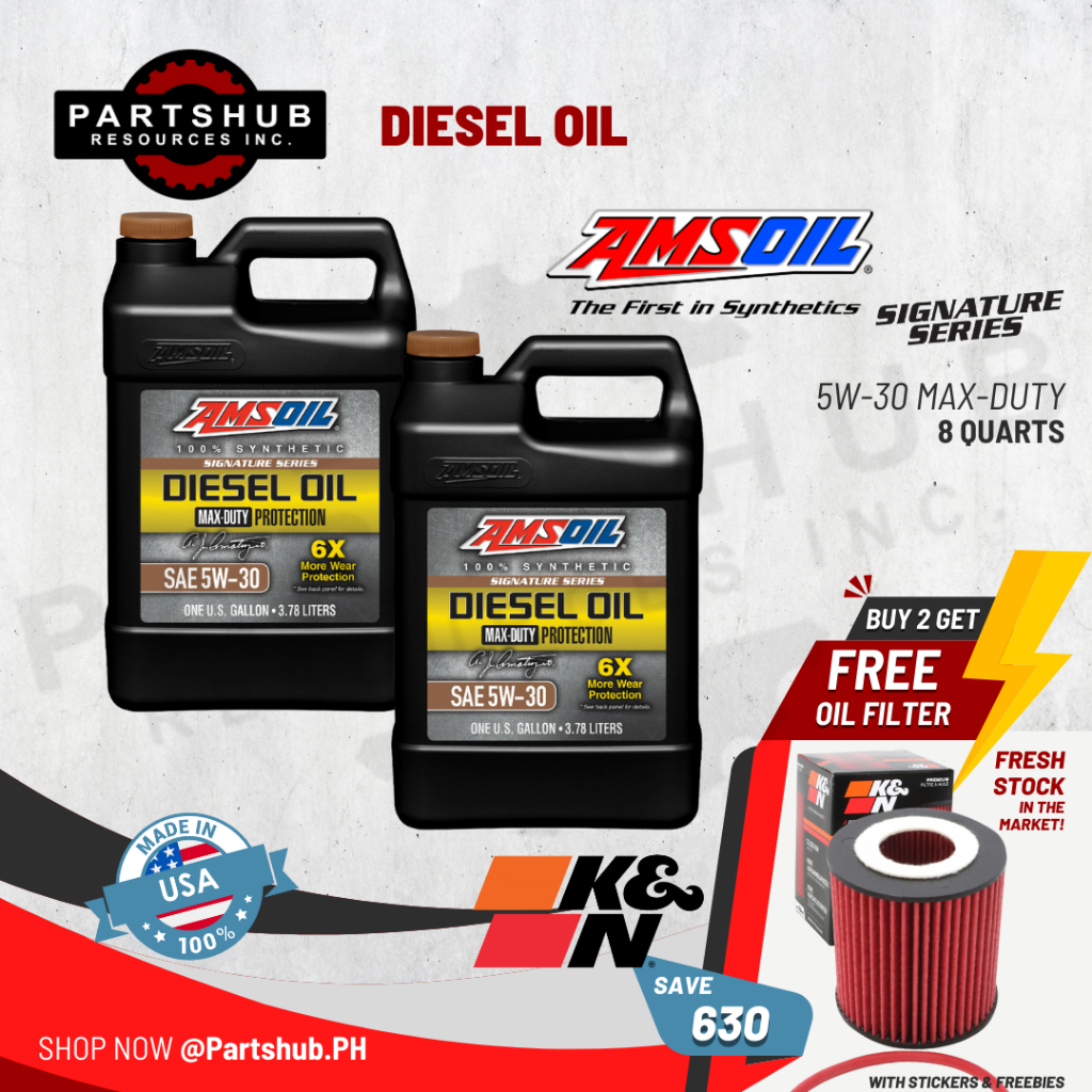 AMSOIL-0055 + HP-7044 5W-30 MAX-DUTY DIESEL, BUY 2G FREE K&N OIL ...