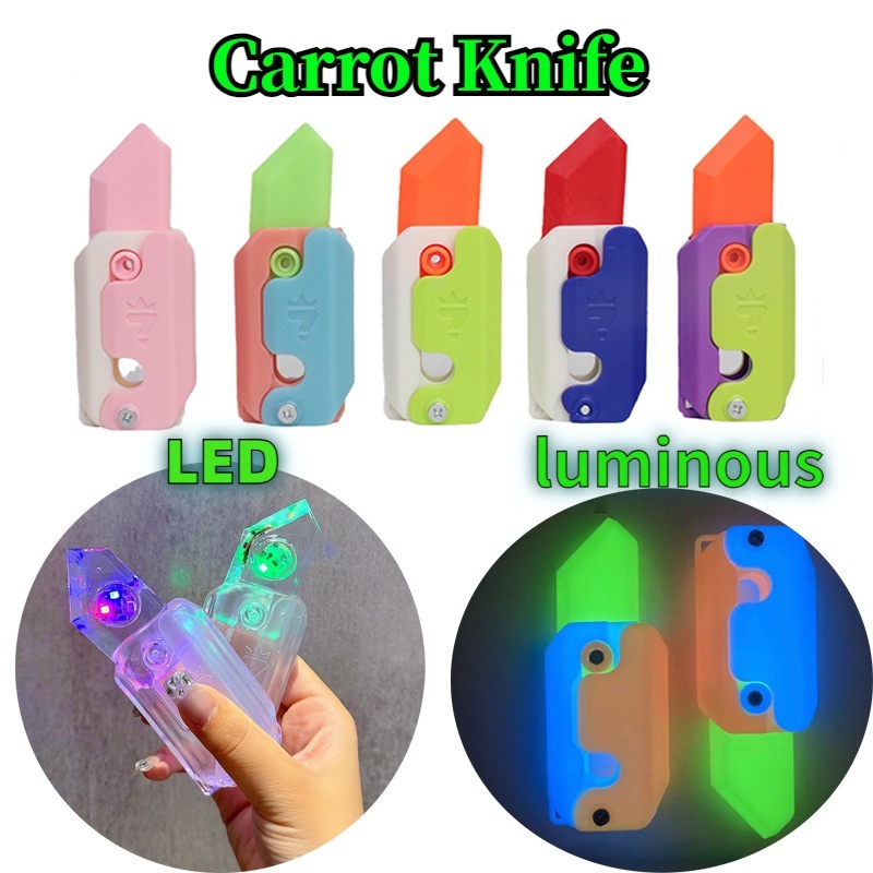 3D Carrot Knife Luminous Gravity Knife Decompression Toy Gravity ...