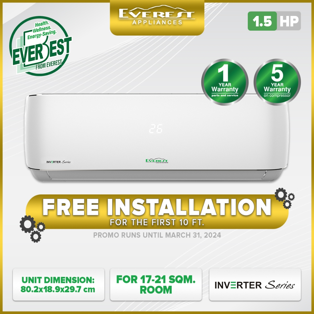 EVEREST Etiv15bstr3Hf Inverter Split Type Aircon with Remote 1.5 HP