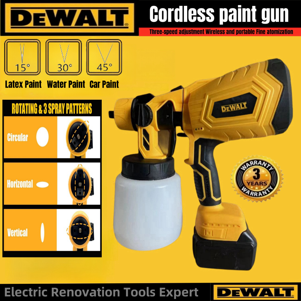 DeWALT 72V Cordless Paint Spray Gun Electric High Power Disinfectant Sprayer 1000ml Shopee