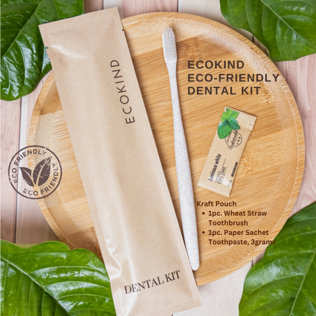 Ecofriendly Dental Kit Wheat Straw Toothbrush 3g Eco Toothpaste Ecokind Hotel [50 sets100 sets