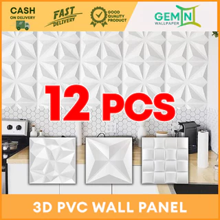 thumbnail image 2 of 12-Pack 3D PVC Wall Panels – White Diamond Design, Decorative & Waterproof 2 of 5