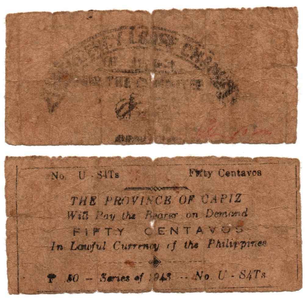 1943 CAPIZ Municipality Emergency WW2 Guerilla Note 50c S201A Rare ...