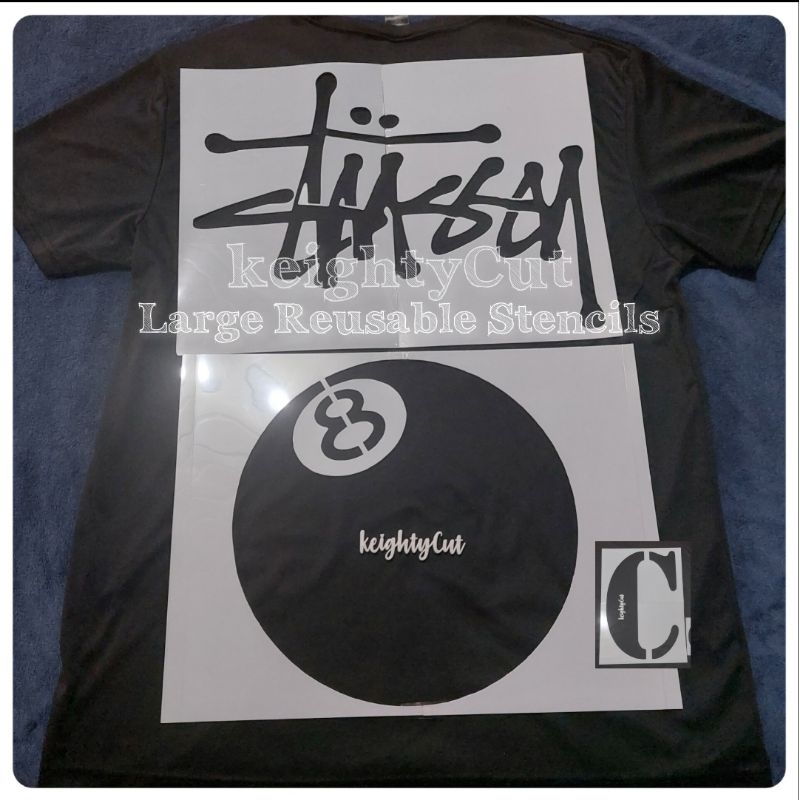 STUSSY + 8BALL + SMALL SIZE INITIAL REUSABLE KISS SHIRT STENCIL ...