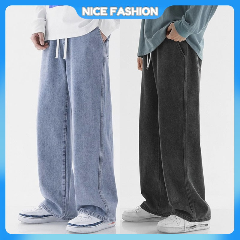 Maong Pants For Men Korean Style Men's Denim Jeans Straight Loose Fit Wide  Leg Jeans
