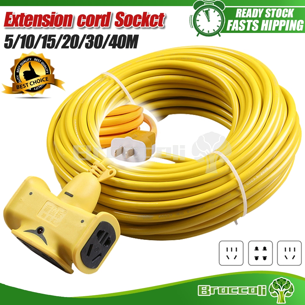 3/5/10/15/20/30/40M Extension Cord Socket long Plug Strip Electric ...