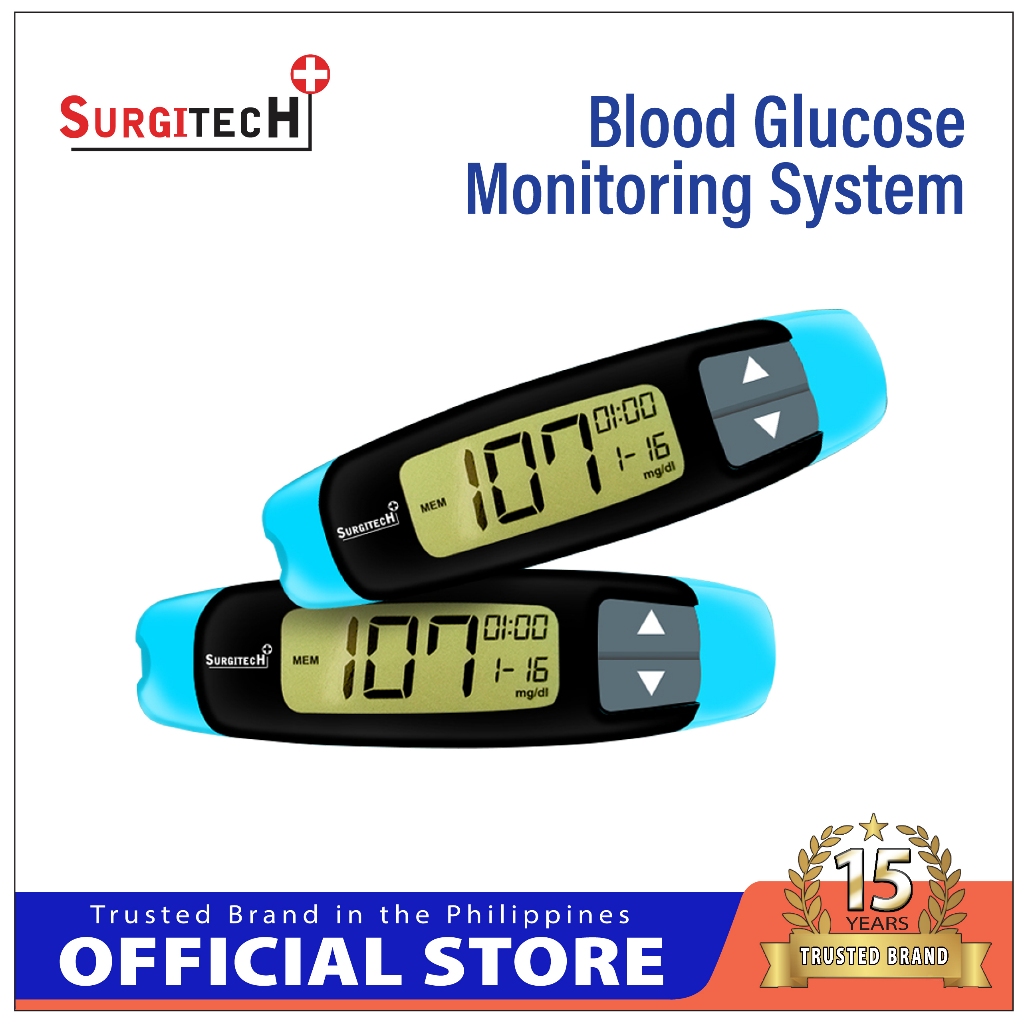 Surgitech Blood Glucose Monitor Code Free (Glucometer) M111 | Shopee ...