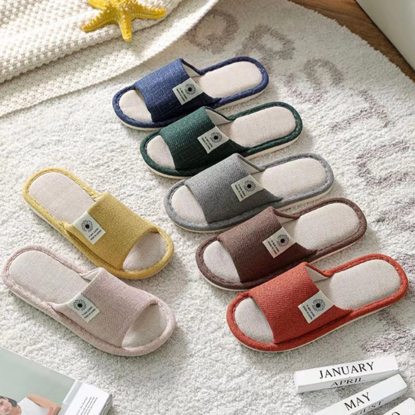 Japanese style Cotton linen Non-slip indoor Slipper bedroom slippers ...