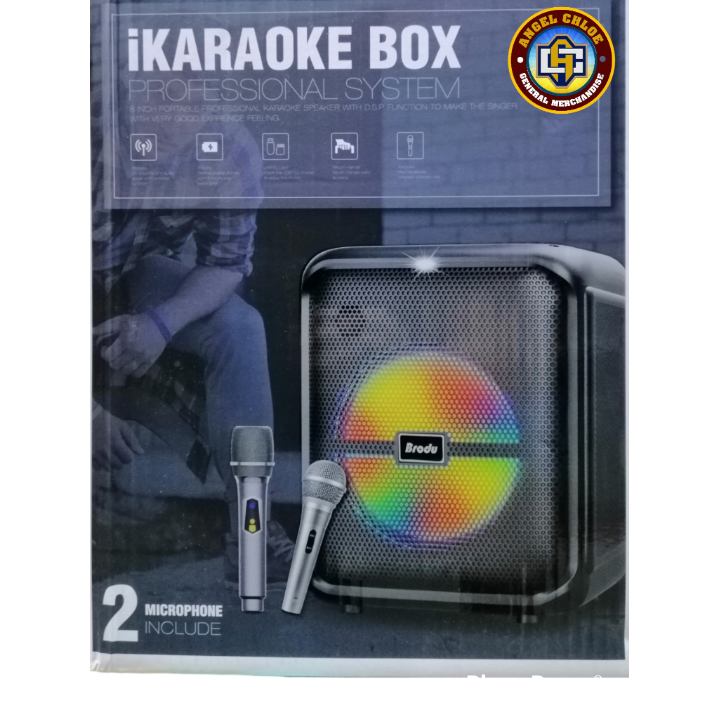 Brudo 1740 Portable Bluetooth Karaoke Speaker, fm, USB mode two ...