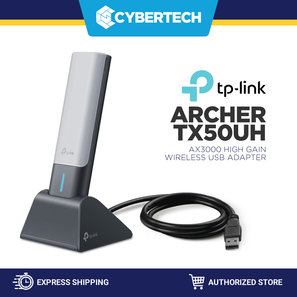 TP-Link Clé WiFi 6 Puissante AX3000 à Gain élevé Archer TX50UH, Adaptateur Réseau sans Fil avec 2,4 GHz, 5 GHz, Antennes Doubles à Gain élevé, WPA3, Windows 11/10
