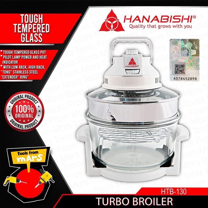 HANABISHI Turbo Broiler Oven Air Fryer Convection 1300W HTB130 TFM