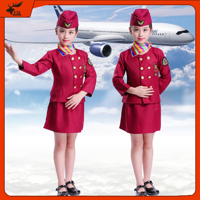 Kids Flight Attendant Costume Career Stewardess Costume For Kids Girl ...