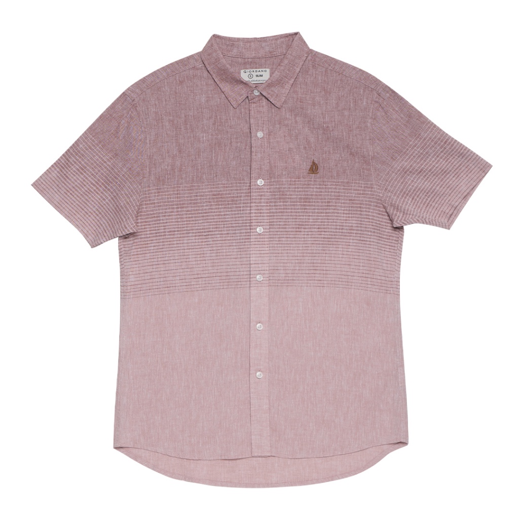 Giordano Men's Cotton Linen Embroidered Shirt (01043247) - 09 - Brown x ...